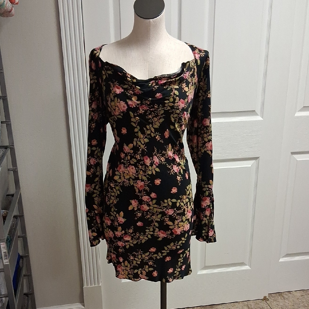 Free People Floral Black Dress